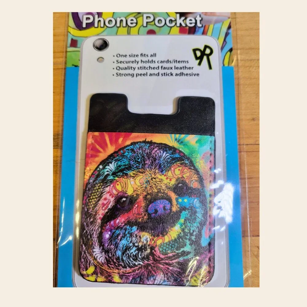 Enjoy It LLC Sloth Phone Pocket by Dean Russo – Stick-On Card Holder – New